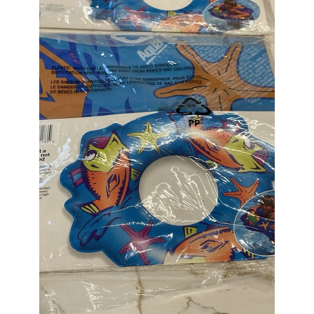 Lot of 2 Aqua Leisure Inflatable Swim Ring‎ Float Pool Water New Y2K 1990s Fish